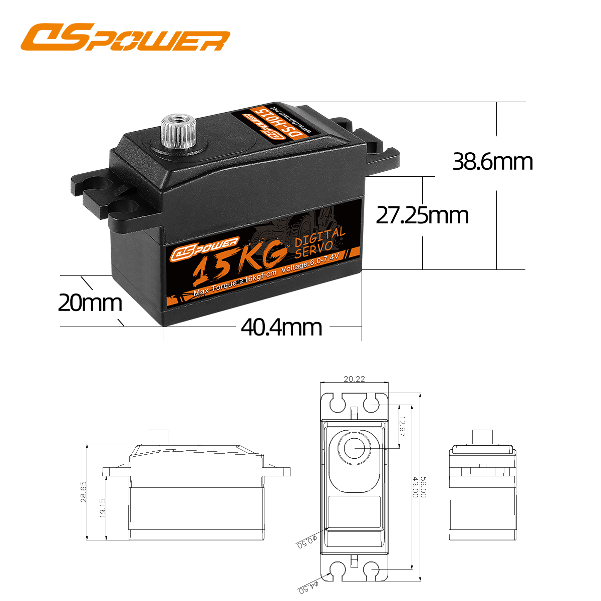 DSpower 15KG High Troque Metal - Rc Helicopter Motor recension och pris